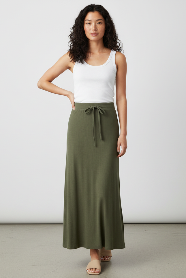 Jupe Mi-Longue Taille Élastique