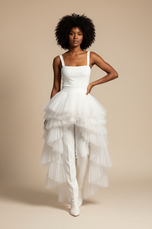 Jupe Longue Tulle Asymétrique Élégante