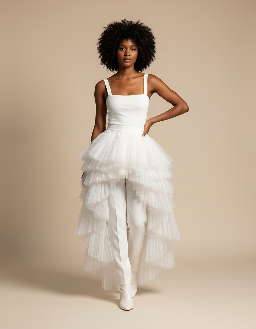 Jupe Longue Tulle Asymétrique Élégante