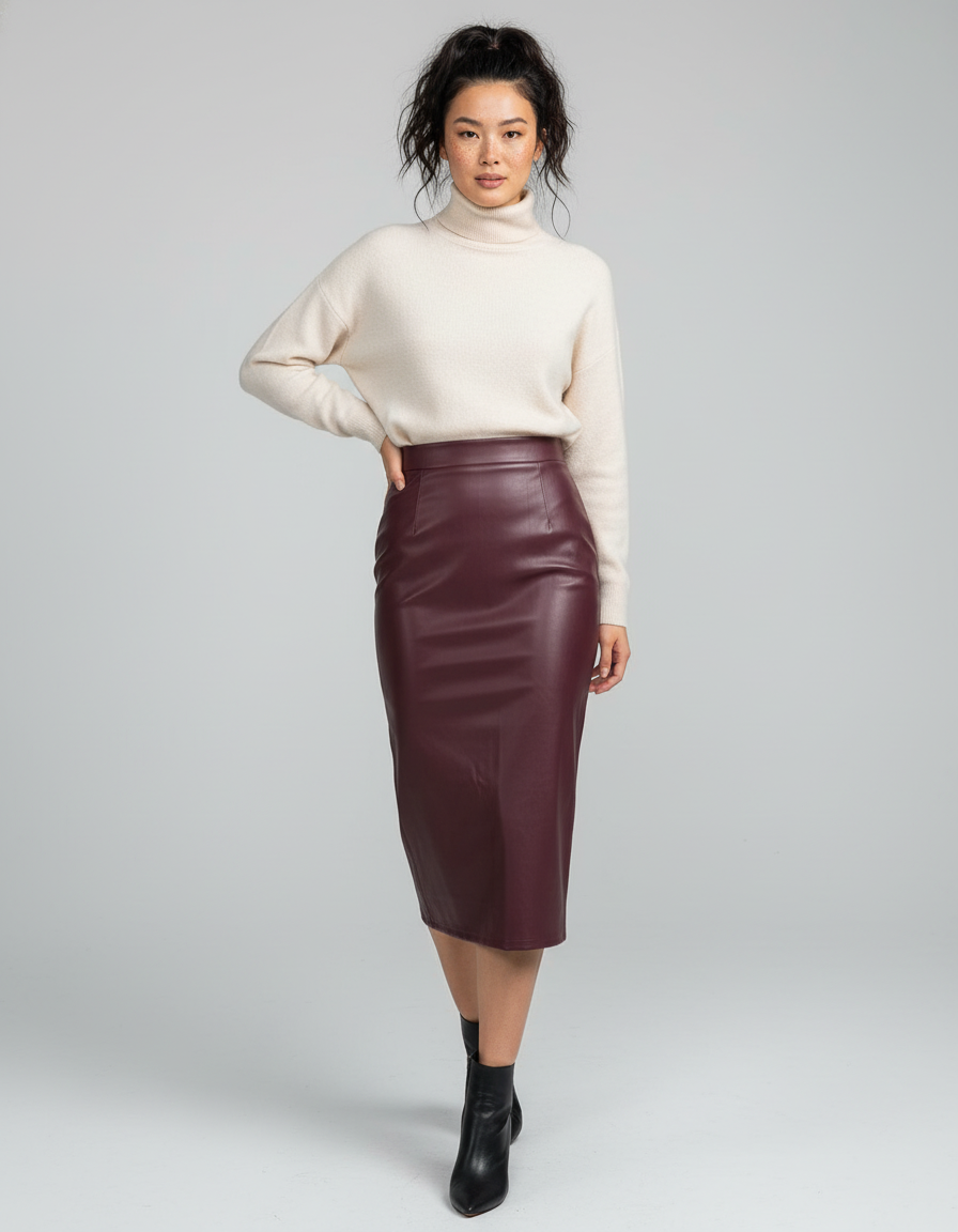 Jupe Crayon Longue Cuir