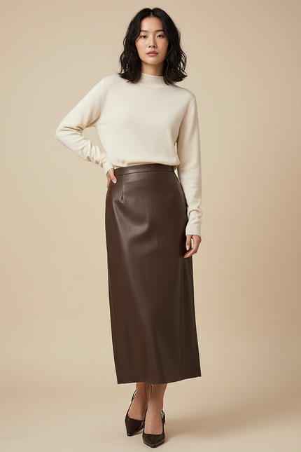 Jupe En Cuir Longue Crayon