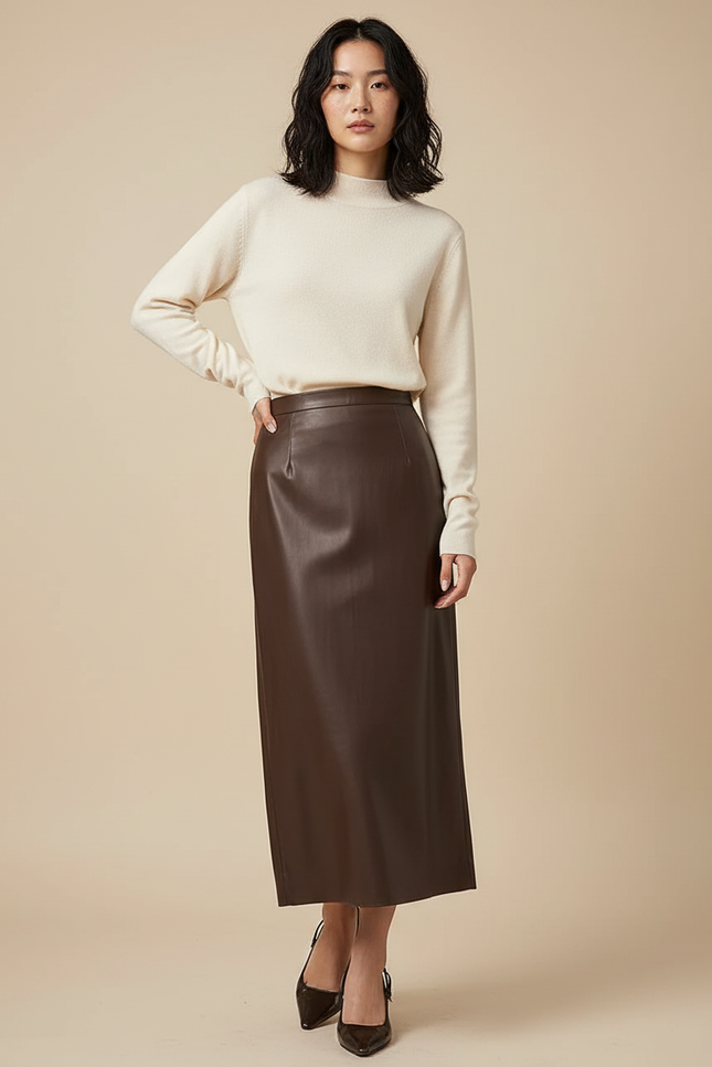 Jupe En Cuir Longue Crayon