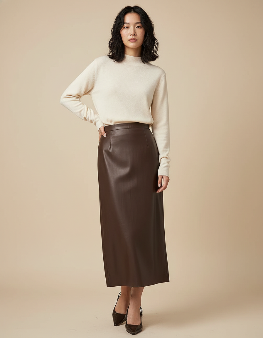 Jupe En Cuir Longue Crayon