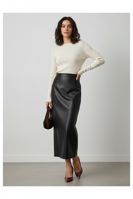 Jupe Crayon Longue Simili Cuir