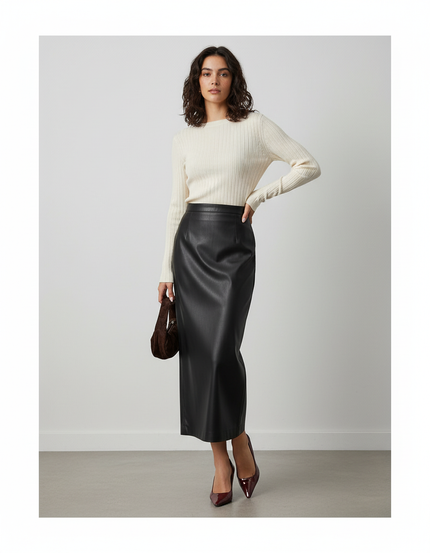 Jupe Crayon Longue Simili Cuir