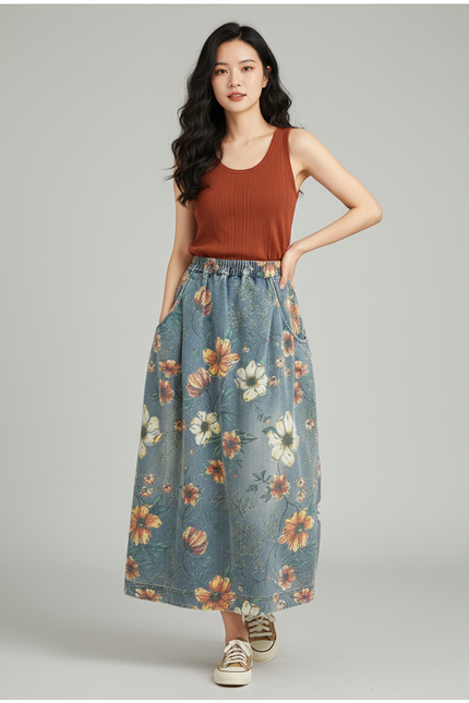 Jupe Longue En Jean Évasée