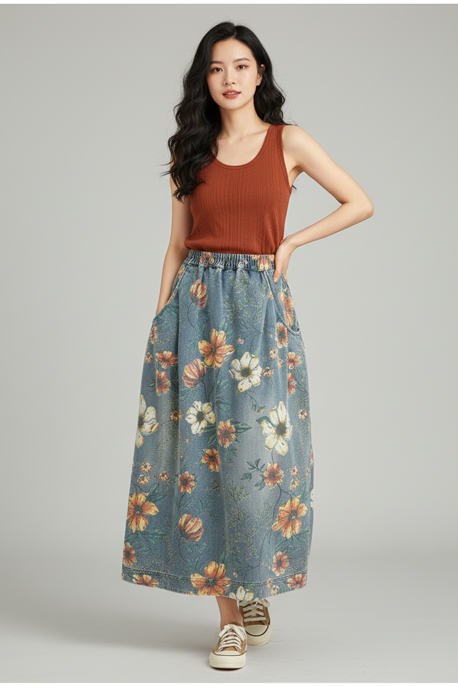 Jupe Longue En Jean Évasée