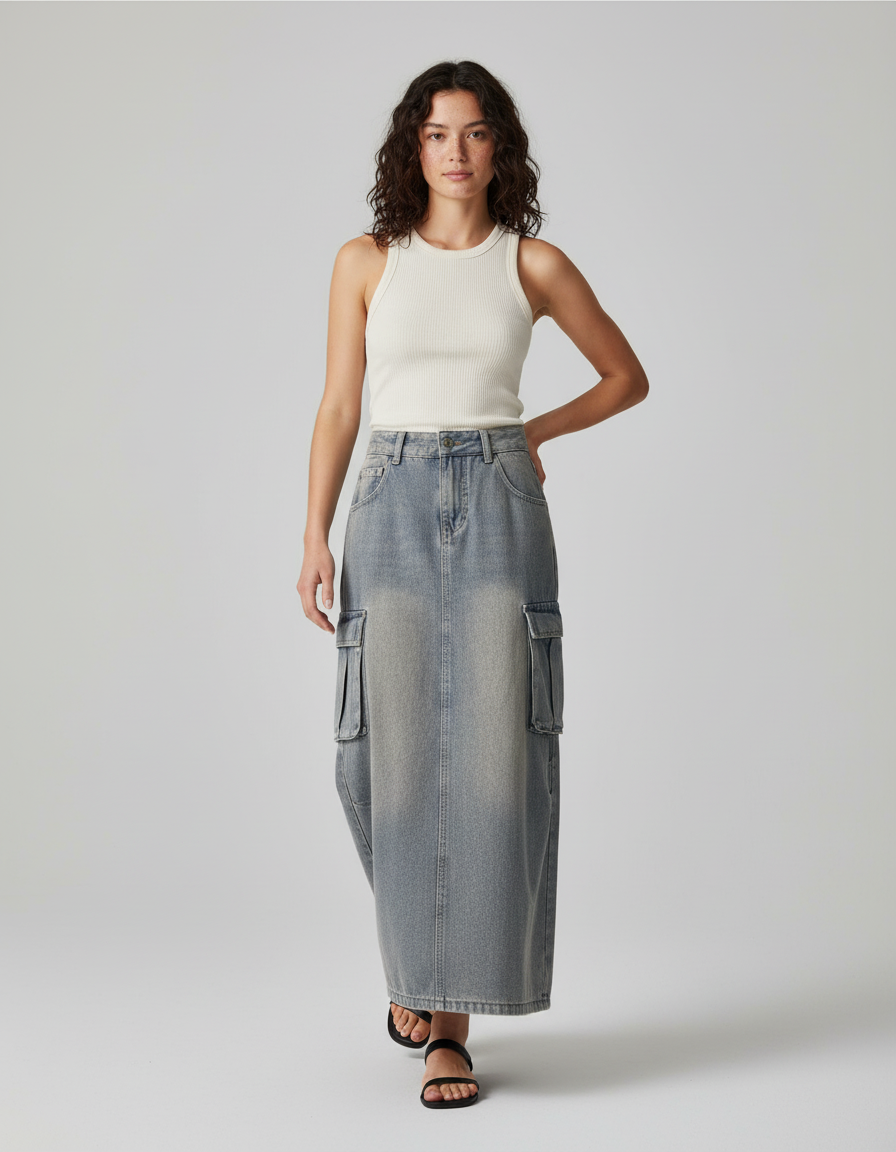 Jupe Longue Cargo Femme