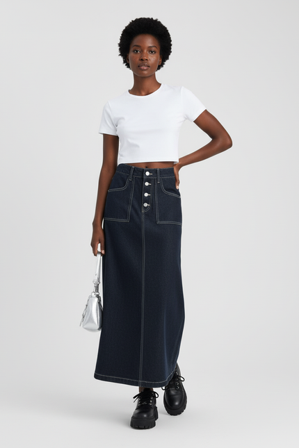 Jupe Longue Boutons Devant