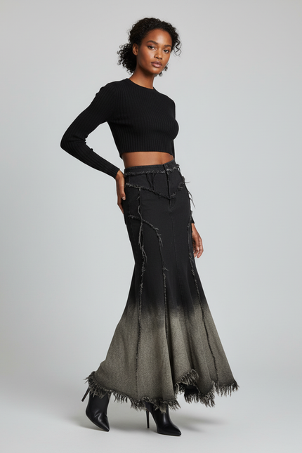 Jupe Longue Jeans Noir