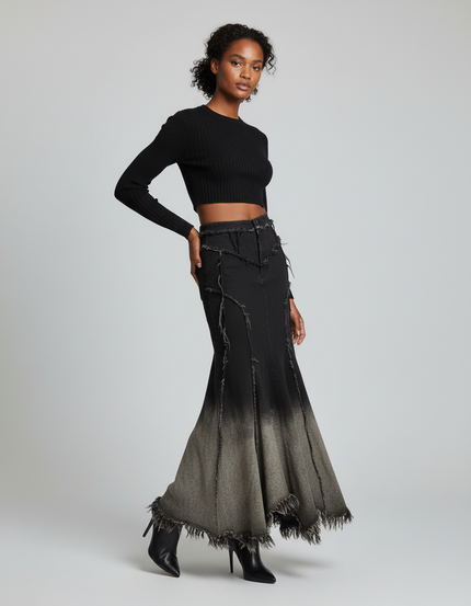 Jupe Longue Jeans Noir