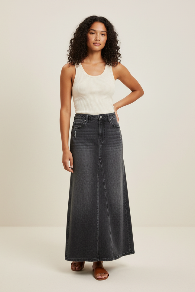 Jupe En Jean Longue Grise