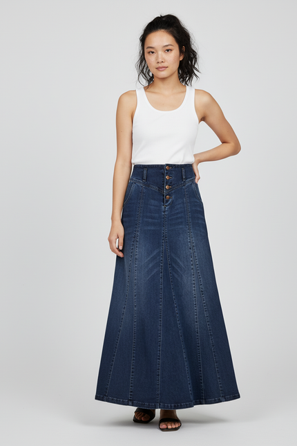Jupe En Jean Trapèze Longue