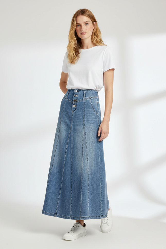 Jupe Jean Longue Sans Fente