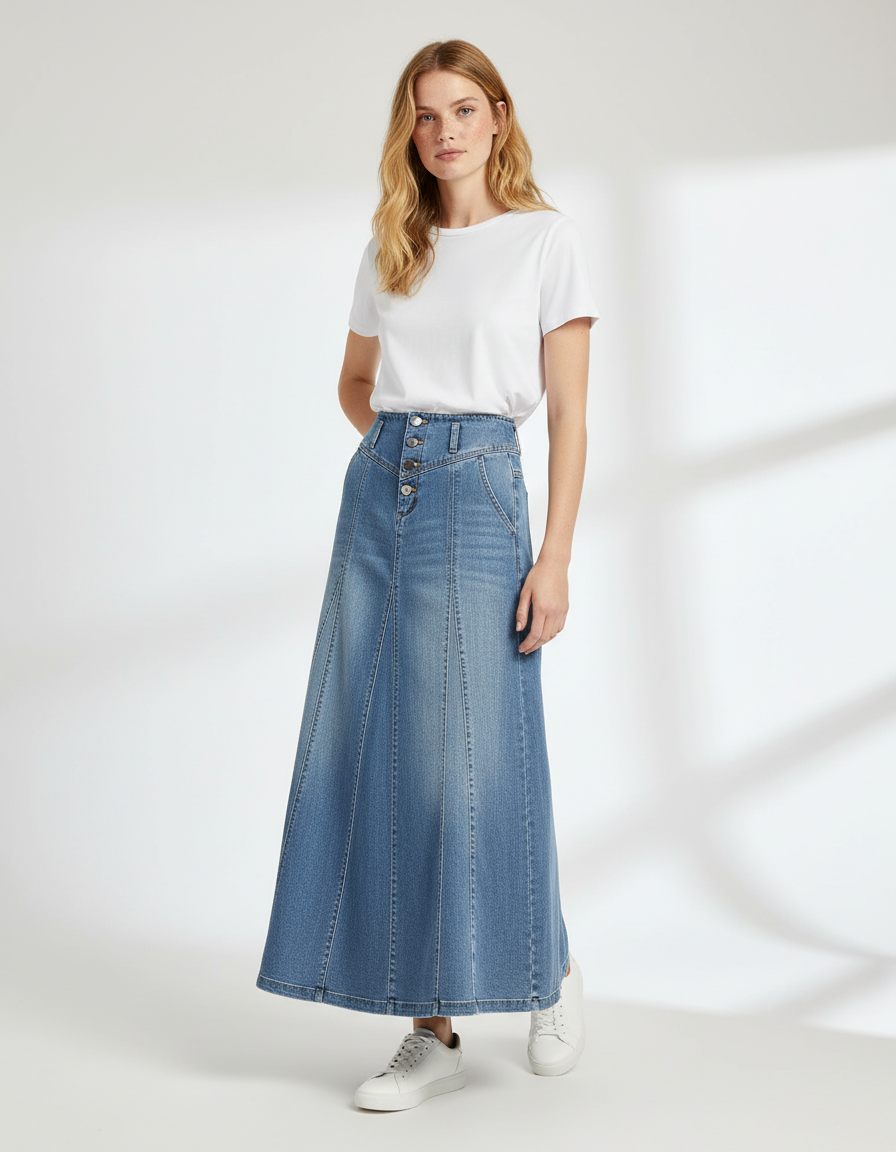 Jupe Jean Longue Sans Fente
