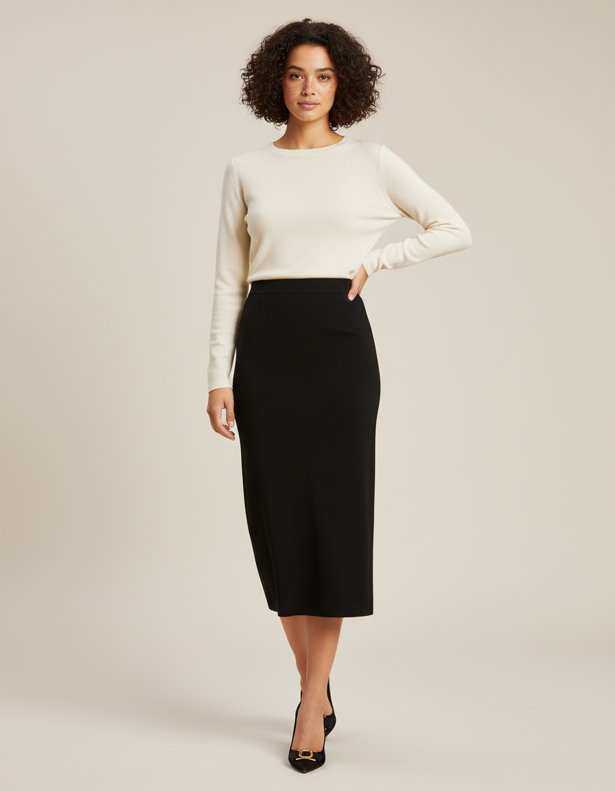 Jupe Noire Mi-Longue