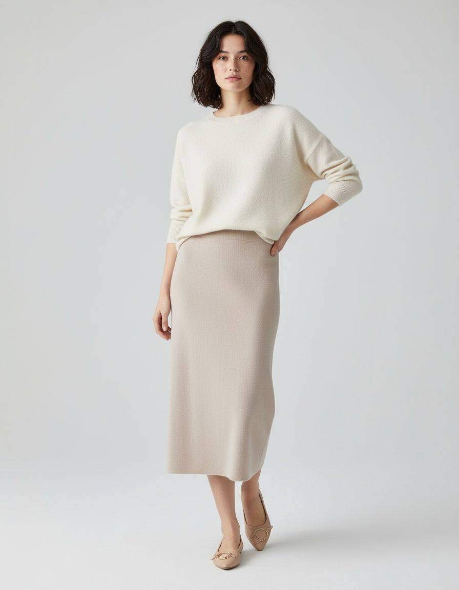 Jupe Crayon Taille Haute Longue