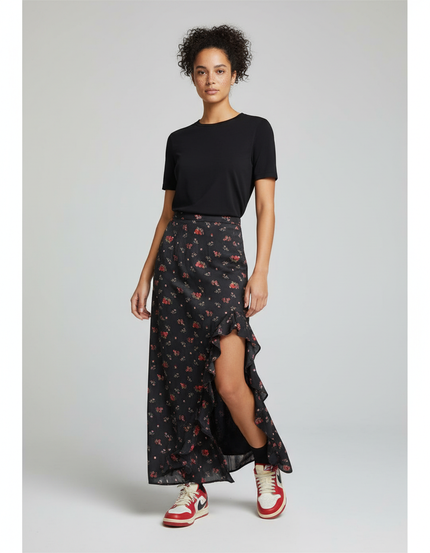 Jupe Longue Florale Fendue Fluide