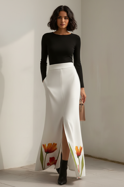 Jupe Longue Blanche Fendue