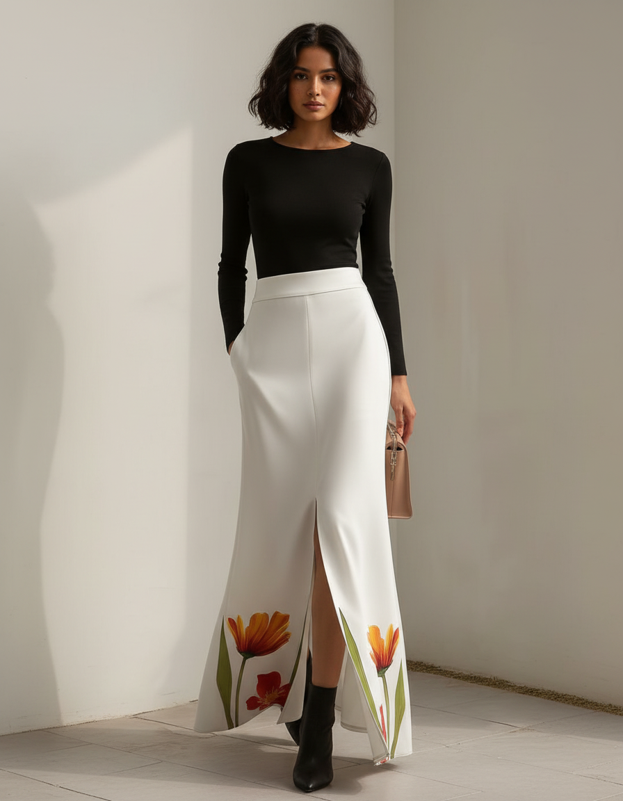 Jupe Longue Blanche Fendue