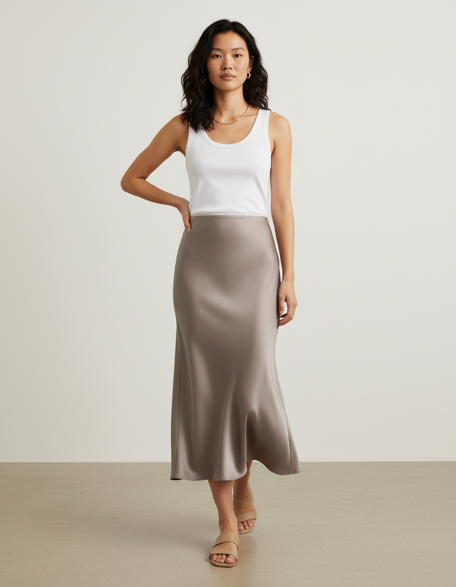 Jupe Longue Satin Fluide Chic