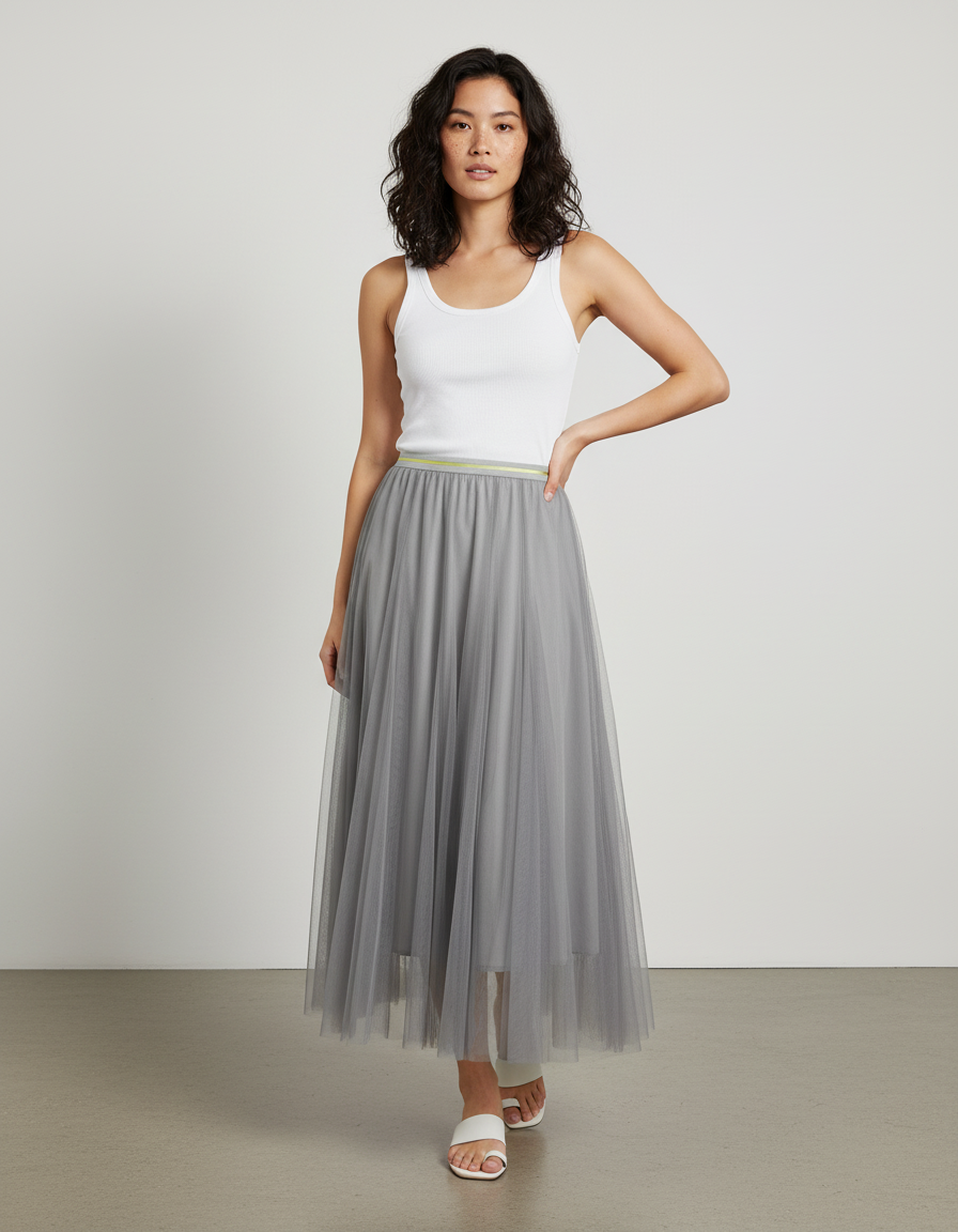 Jupe Longue Plissée Grise