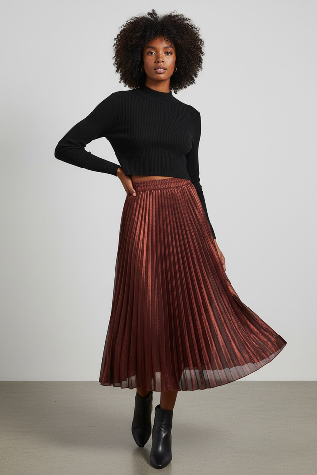 Jupe Longue Plissée Paillette