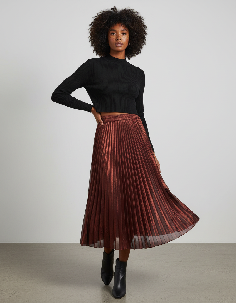 Jupe Longue Plissée Paillette