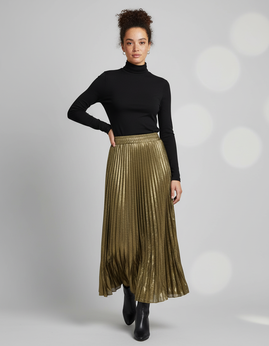Jupe Longue Paillette Dorée