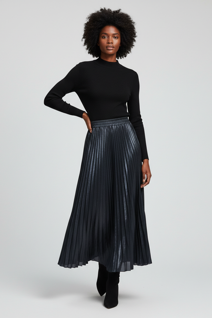 Jupe Longue Plissée Métallisée Élégante