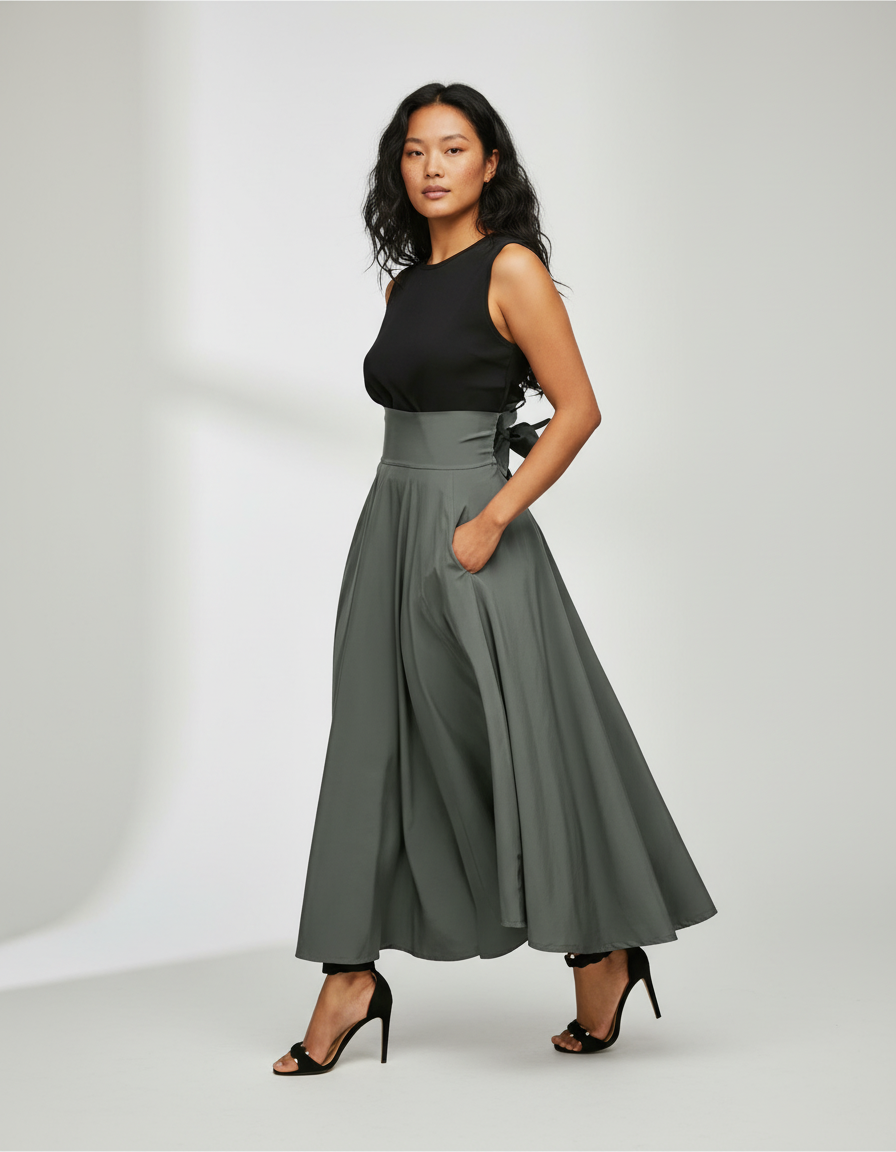 Jupe Cloche Longue Taille Haute