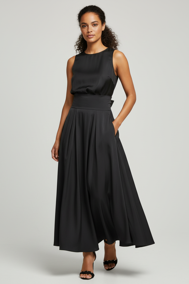 Jupe Longue Noire Fluide Élégante Tendance