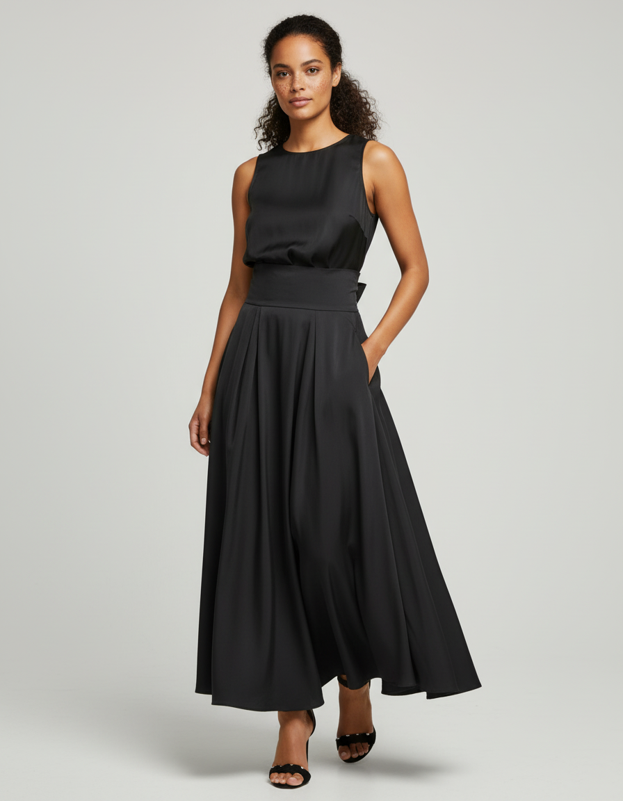 Jupe Longue Noire Fluide Élégante Tendance