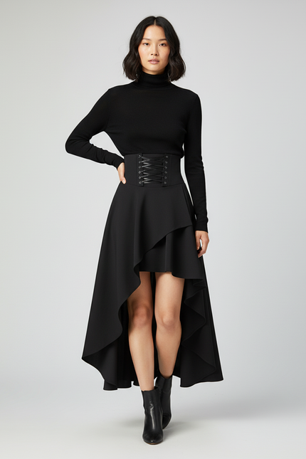 Jupe Longue Noire Popeline