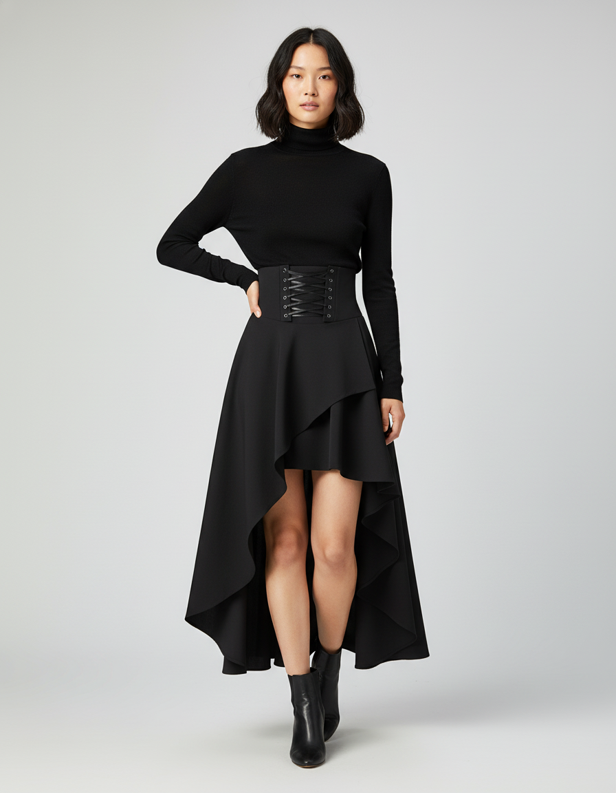 Jupe Longue Noire Popeline