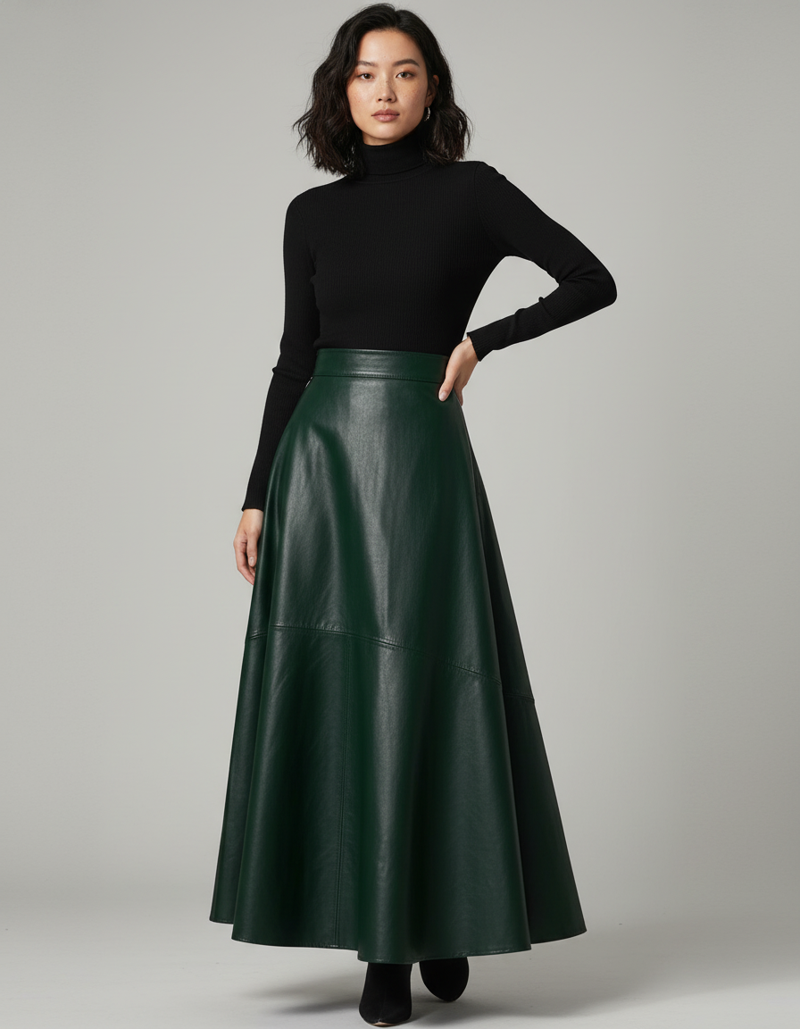 Jupe Cuir Femme Longue