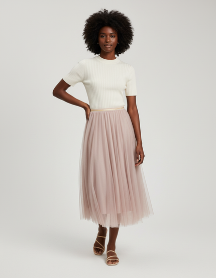 Jupe Longue Tulle Rose Poudré