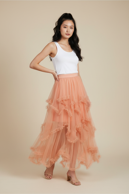 Jupe Longue Orange Femme