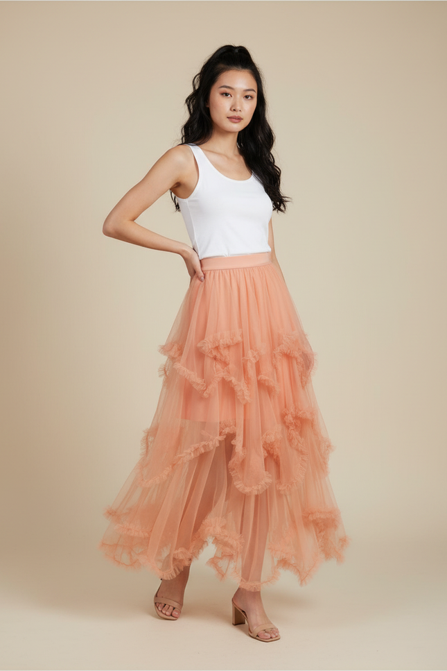 Jupe Longue Orange Femme