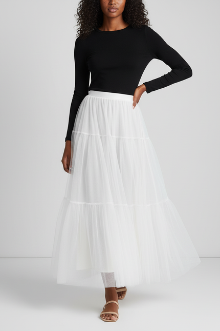 Jupe Longue Blanche Tulle Fluide