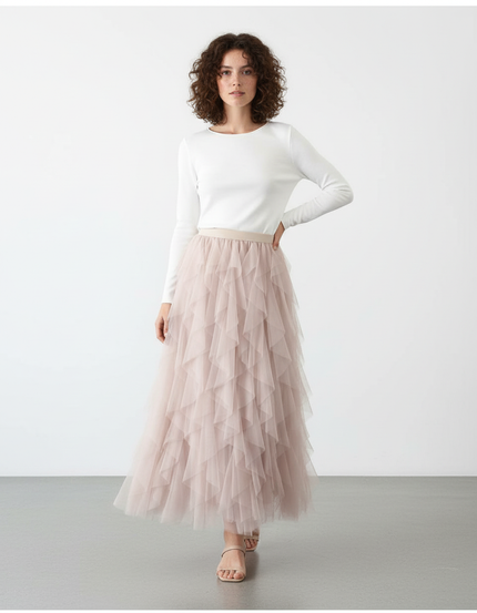 Jupe Longue Tulle Rose Chic