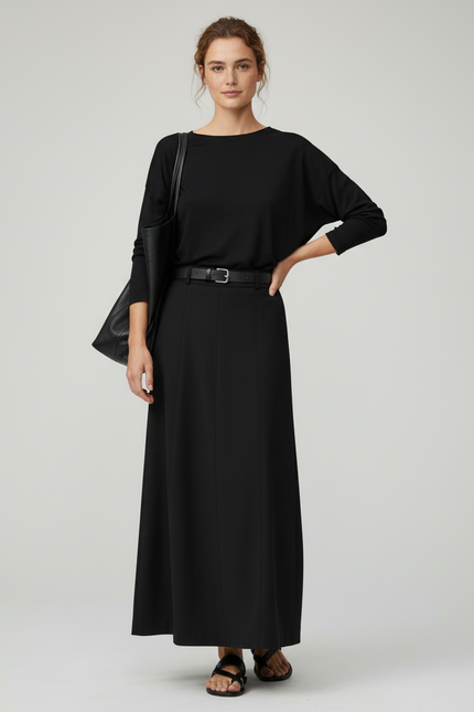 Jupe Longue Noire Droite Élégante