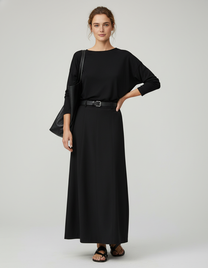 Jupe Longue Noire Droite Élégante