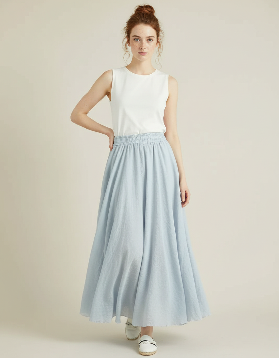 Jupe Longue Coton Froissé