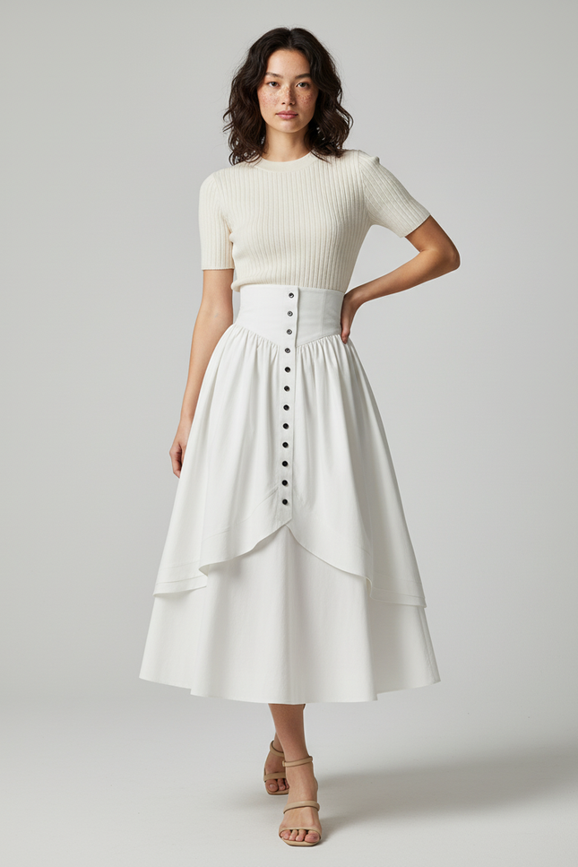 Jupe Longue Blanche En Lin