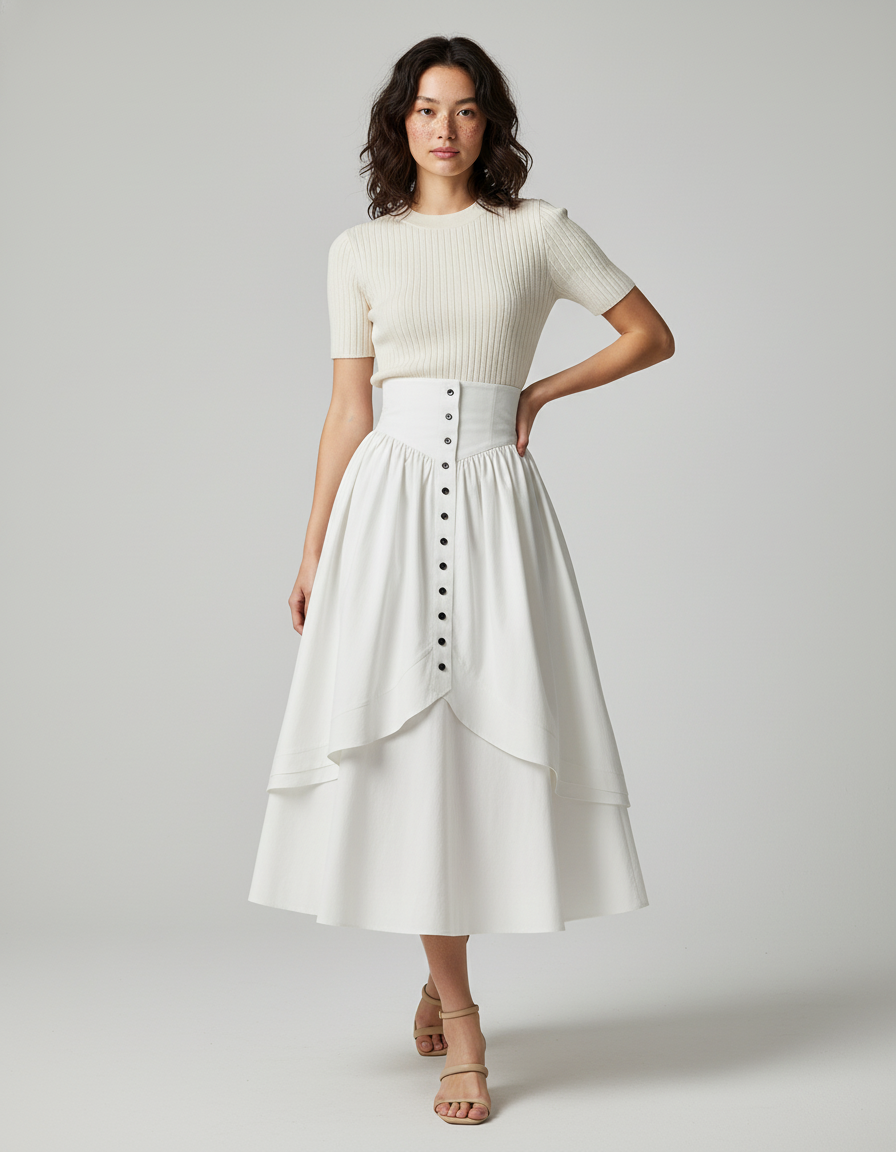 Jupe Longue Blanche En Lin