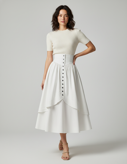 Jupe Longue Blanche En Lin