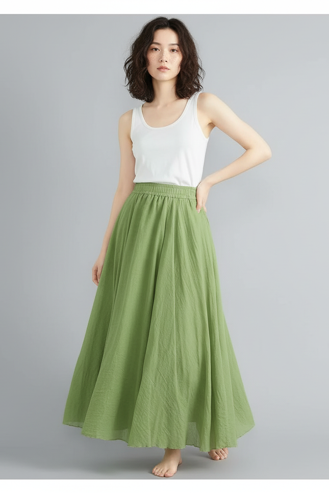 Jupe Longue Femme Taille Élastiquée