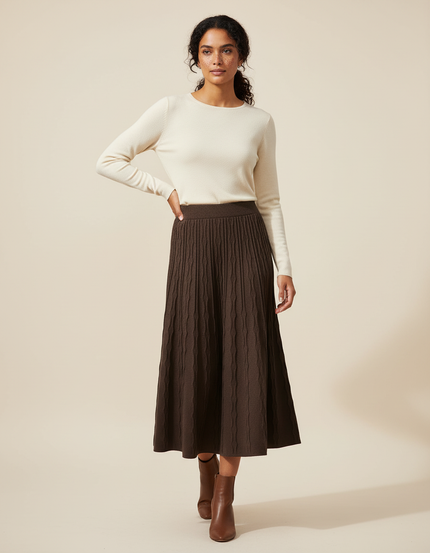 Jupe Longue Marron Texturée Élégante