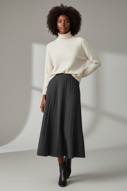 Jupe Longue Plissee Taille Elastique